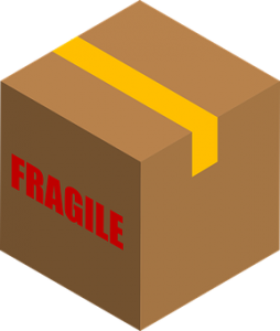 Cardboard box with fragile items