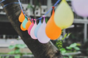 Party balloons in different colors.