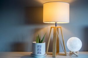 Lamps on a shelf