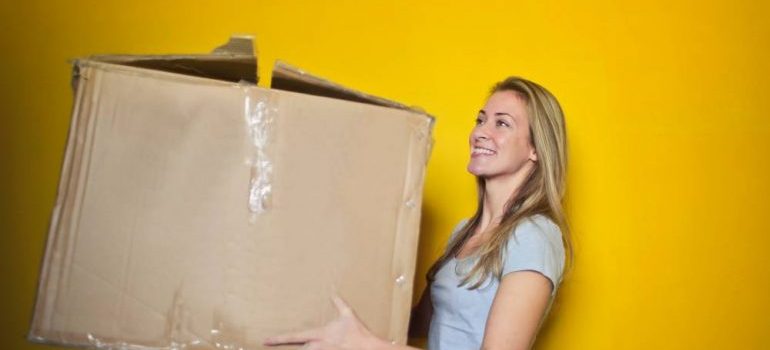 A girl with a box