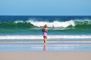 A woman on the beach