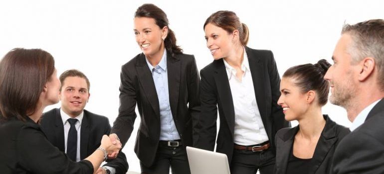 Professional movers at a meeting
