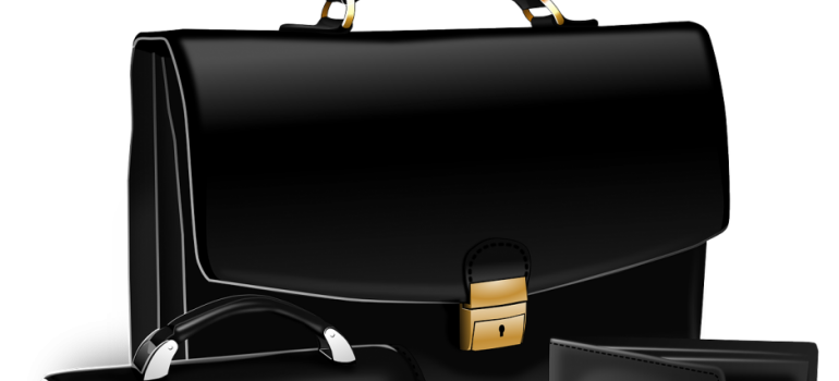 a black leather briefcase