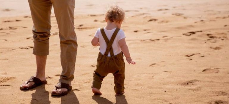 a small child on a beach