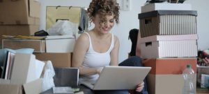 Teen using computer