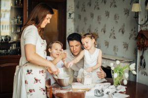 family spending time with their kid during winter break