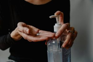 A woman washing her hands