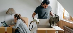 Couple packing items