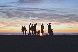 A group of people at the beach