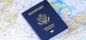 passport and a map