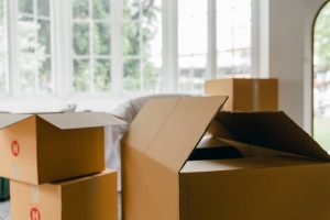 Several cardboard moving boxes