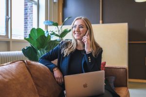 A woman talking on the phone