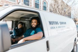 Movers inside the truck