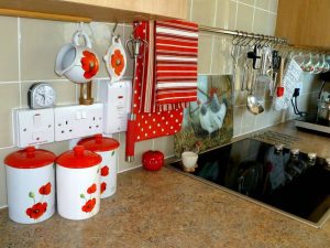Fragile items arranged in the kitchen.