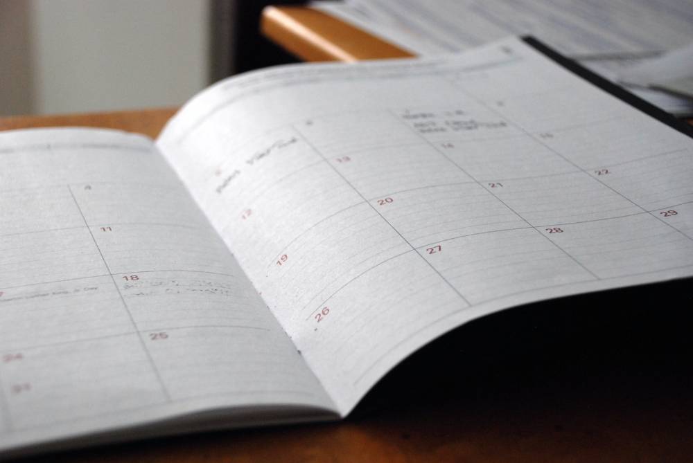 a calendar on the table