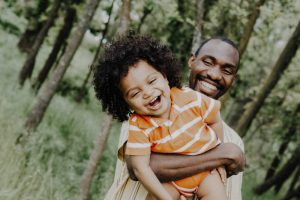 A parent and child having fun