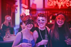 Girls having fun at a bar