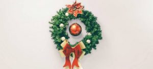 a Christmas wreath taken out of the storage before Christmas