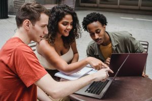 Students looking for information on laptop