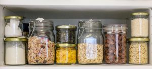 containers filled with food on a shelf