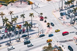Cars on the streets of Miami.