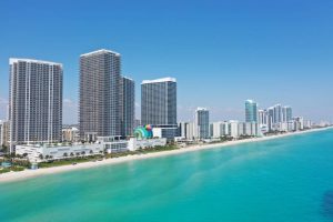 High-rise buildings by the coast.