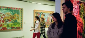 two people on a date in a museum