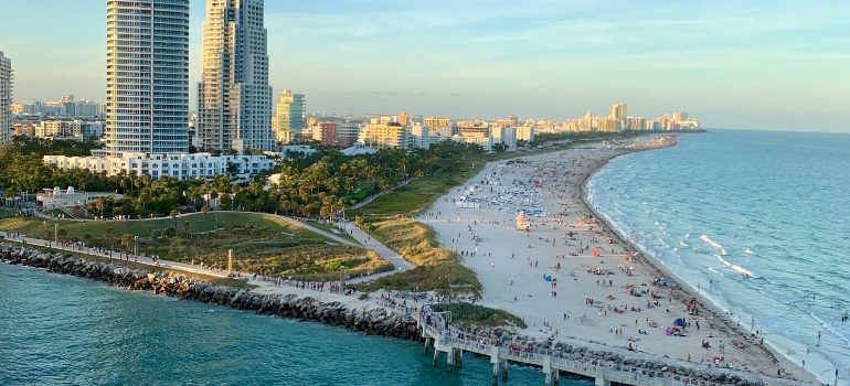 crowded beach in Miami