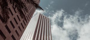 two buildings and the sky