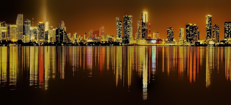 Coast of Donwntown Miami at night
