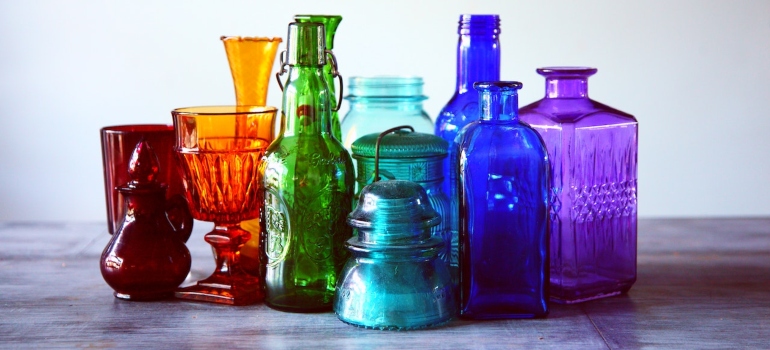 Colorful glass bottles