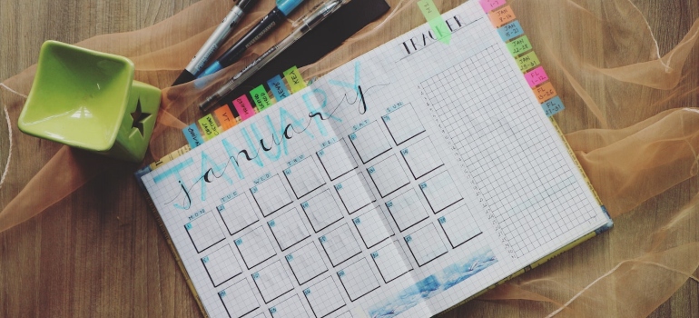a calendar notebook