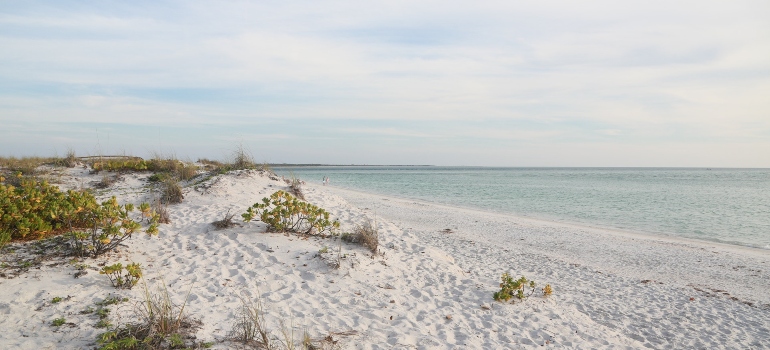 a beach with white sand
