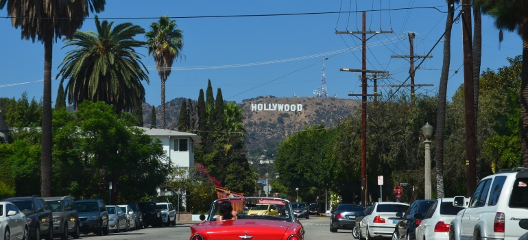 red car moving to Hollywood FL