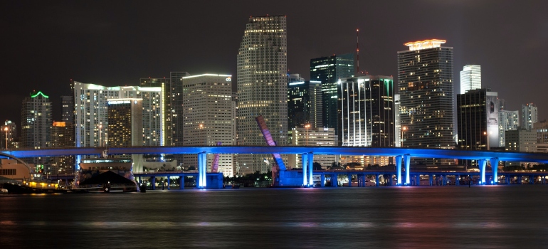 Picture of Miami buildings during night