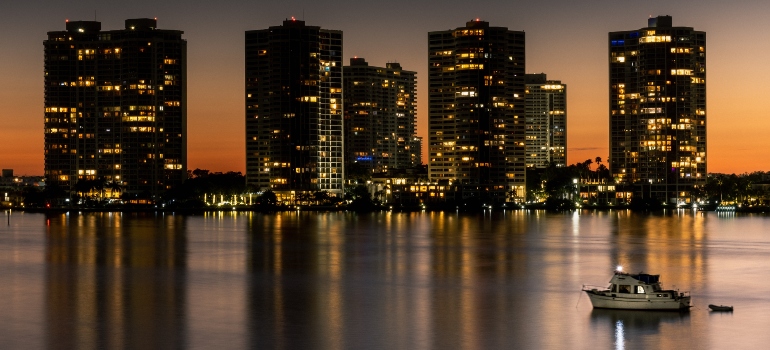 Sky view of the city at night in one of the places with scenic views in Florida