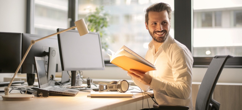Person working again after moving