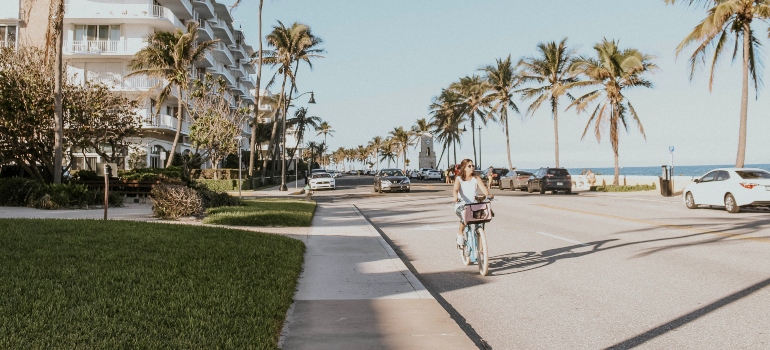 Person riding a bike in one of the places with scenic views in Florida