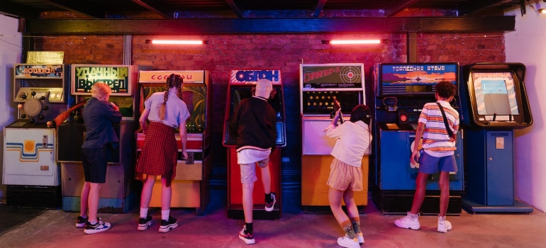 Teenagers play games
