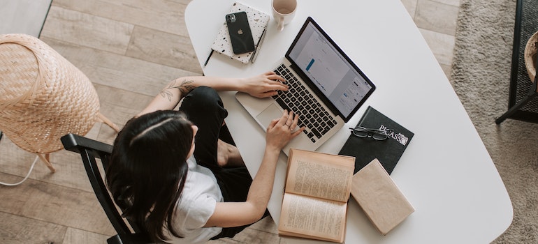 Woman using laptop
