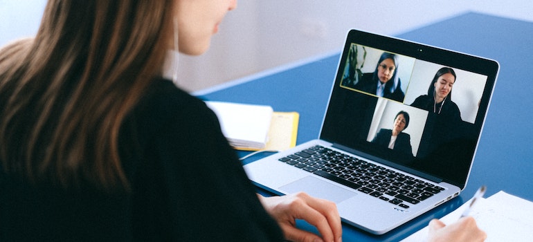 Woman having a video call