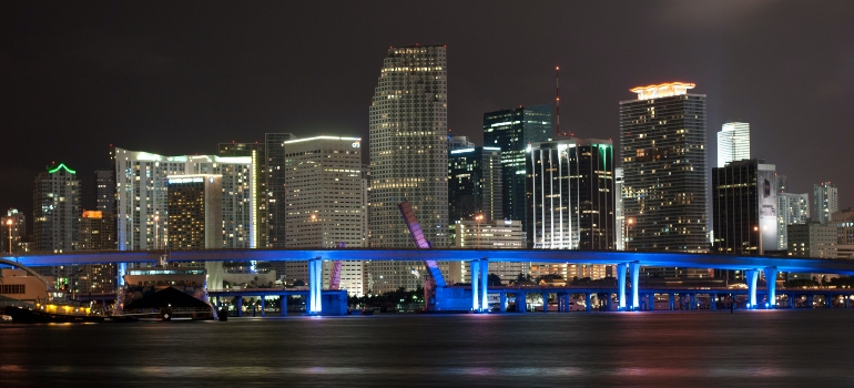 a view of Miami at night