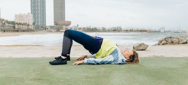 doing exercise on a beach