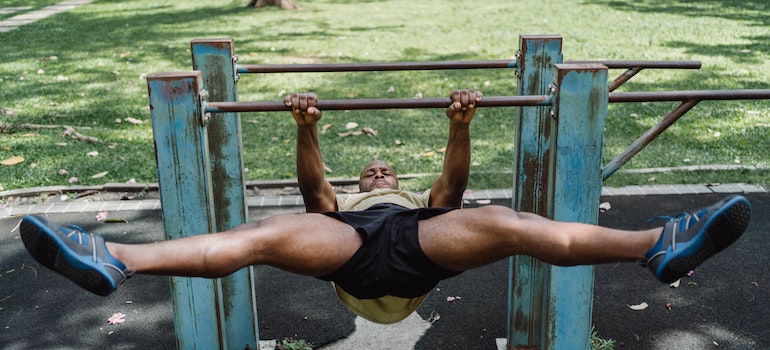 doing exercises in a park