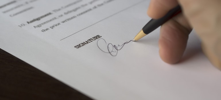 signing a document