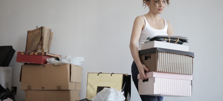 woman decluttering
