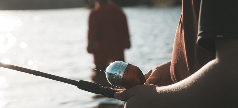 fishing at a lake