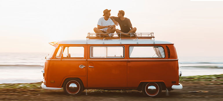 friends on a van
