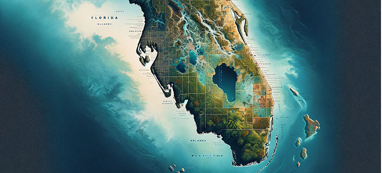 looking at a map before moving to Florida