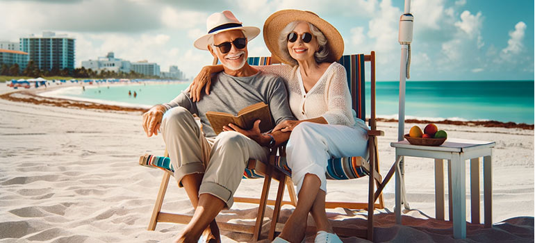 retirees enjoying beach after moving to Florida